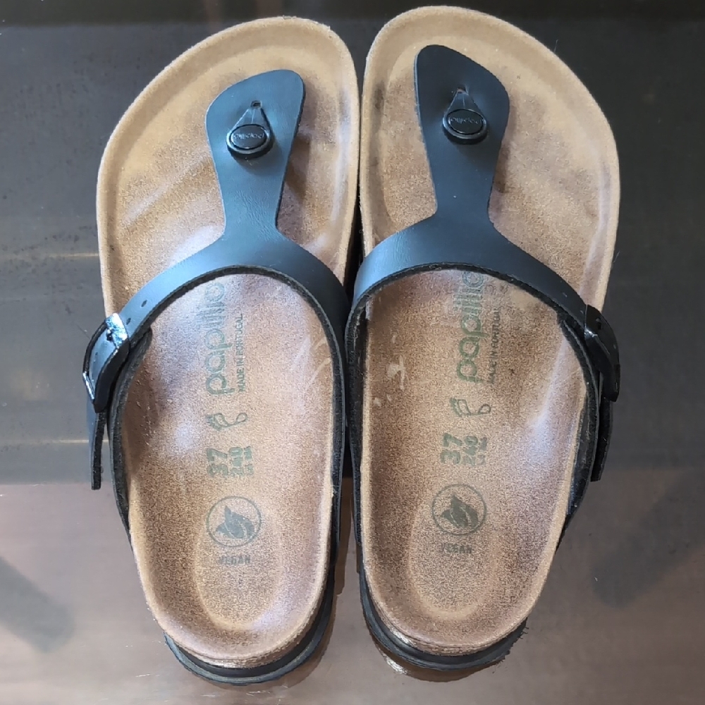 Papillio By Birkenstock Black and Tan Sandals Comfortable Everyday Wear